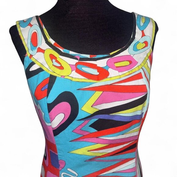 Vintage 90's Pucci Inspired Print Mini Dress Size M - Picture 1 of 7